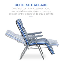 Outsunny 2 Espreguiçadeiras de Jardim Dobráveis com Encosto Ajustável em 5 Posições e Apoio para os Pés 60x75x65-102 cm Azul(m-6)