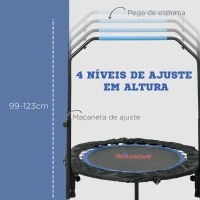 HOMCOM Trampolim Fitness Ø102 Trampolim Dobrável com Pega Ajustável em 4 Níveis Estrutura de Aço Azul(m-4)