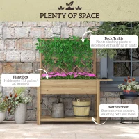 Outsunny Strat de Grădină Înălțat cu Grilaj pentru Plante, Jardinieră Înălțată cu Rafturi Laterale Pliabile, 243.5x192x195 cm, Gri(m-4)