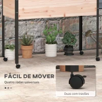 Outsunny Horta Elevada com Rodas 99x42x81 cm Horta Urbana Elevada Mesa de Cultivo com Tecido Não Tecido para Cultivo Madeira(m-4)