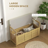 HOMCOM Banca pentru pantofi cu capac rabatabil, Banca din bambus(m-4)