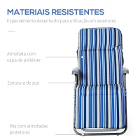 Outsunny 2 Espreguiçadeiras de Jardim Dobráveis com Encosto Ajustável em 5 Posições e Apoio para os Pés 60x75x65-102 cm Azul(m-7)