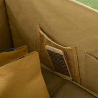 Outsunny Folding Garden Trolley, Outdoor Wagon Cart with Carry Bag, for Beach, Camping, Festival, 120KG Capacity, Khaki(m-8)