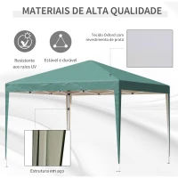 Outsunny Tenda Dobrável 295x295x255 cm com Bolsa de Transporte Altura Ajustável Anti-UV para Terraço Pátio Verde(m-4)