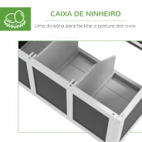 PawHut Galinheiro de Madeira 147x93,5x89,5 cm Galinheiro para Exterior com Tabuleiro Amovível Gaiola para 6 Galinhas Cinza(m-6)