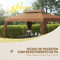 Outsunny Cobertura de Substituição para Pérgola 4x3 m com Duplo Teto e 8 Orifícios de Drenagem Café(m-4)