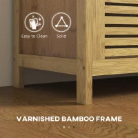 HOMCOM Banca pentru pantofi cu capac rabatabil, Banca din bambus(m-6)