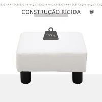 HOMCOM Apoio para os Pés Octomano Banco Pequeno Estofado em Pele Sintética com Assento Acolchoado e Pés de Plástico 40x30x24 cm Branco(m-5)