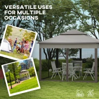 Outsunny 3.25 x 3.25m Deluxe Metal Gazebo, with Curtains - Brown and Grey(m-4)