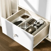 HOMCOM Dulap haine, cu 2 sertare si cuier, cu 2 usi cu 4 compartimente,din lemn si alb, 90x50x190cm(m-8)