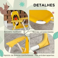 Outsunny Conjunto Infantil de Mesa e Cadeiras de Exterior Conjunto de 2 Cadeiras Dobráveis e Mesa para Crianças Amarelo e Castanho(m-8)