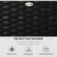 Set mobilier pentru gradina 5 bucati, 2 fotolii cu 2 suporturi pentru picioare, din ratan PE si masuta din sticla, negru(m-5)