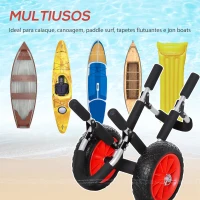 HOMCOM Carrinho de Transporte Dobrável  para Prancha de Surf com Espessura Inferior a 12,5 cm 64x55x38,5 cm Preto e Vermelho(m-7)