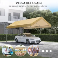 Outsunny Garaj tip cort 6m x 3m, Garaj portabil, Cort de gradina cu copertina, adapost de depozitare, cu copertina din PE anti-UV si kit de ancorare, pentru masina, barca, petrecere, nunta(m-7)