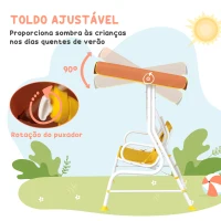 Outsunny Balanço de Jardim Exterior Balanço de Jardim Infantil de 2 Lugares com Padrão de Leão Carga 60 kg 110x70x110 cm Amarelo(m-5)