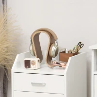 Vinsetto Cassettiera da Ufficio in Legno con 4 Cassetti, Ruote e Bordi Rialzati, 40x36x65cm, Bianco(m-9)