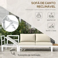 Outsunny Conjunto de Móveis de Jardim Inclui 2 Sofás Duplos 1 Sofá de Canto e Mesa de Centro com Almofadas para Pátio Creme(m-6)