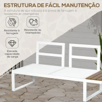 Outsunny Conjunto de Móveis de Jardim Inclui 2 Sofás Duplos 1 Sofá de Canto e Mesa de Centro com Almofadas para Pátio Creme(m-4)