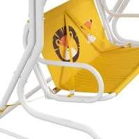 Outsunny Balanço de Jardim Exterior Balanço de Jardim Infantil de 2 Lugares com Padrão de Leão Carga 60 kg 110x70x110 cm Amarelo(m-8)