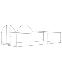 PawHut Gard de Exterior din Otel pentru Gaini  570x280cm, Cotet pentru Iepuri si Rate cu Folie de Acoperire din PE Anti-UV(m-4)