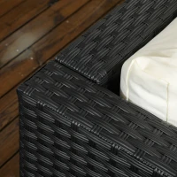 Set mobilier pentru gradina 5 bucati, 2 fotolii cu 2 suporturi pentru picioare, din ratan PE si masuta din sticla, negru(m-8)