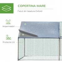 Pawhut Cotet Mare pentru Gaini – 3 Camere & Copertina, Metal Galvanizat(m-4)