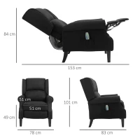 Fotoliu cu Masaj Relaxare cu inclinare, Functie de incalzire si Telecomanda, 78x83x101 cm, Negru(m-3)