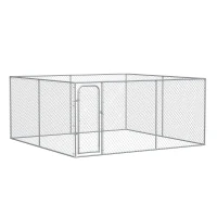 PawHut Tarc pentru Caini de exterior cu blocare din otel, 400x400x182cm, Argintiu(m-1)