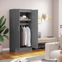 HOMCOM Dulap din PAL cu 2 usi cu sina inclusa, design lucios si anti-inclinare, 76x47x160cm, gri(m-2)