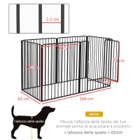 PawHut Recinto per Cani Grandi a 6 Pannelli Modulabili in Acciaio, 164x83x100 cm, Nero(m-3)