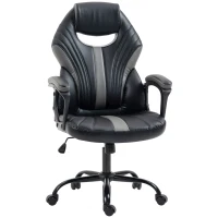 Vinsetto Computer Gaming Chair, Desk Chair with Breathable PU Leather Back and Seat, Soft Padded Armrests, and Rolling Wheels for Adults and Gamers, Black(m-11)