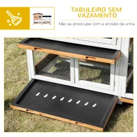 PawHut Coelheira de Madeira 157,4x53x99,5 cm Gaiola para Coelhos Grande com Tabuleiro Removível e Rampa para Exterior Natural(m-7)