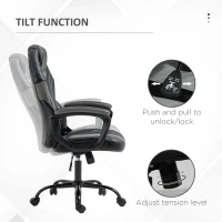 Vinsetto Computer Gaming Chair, Desk Chair with Breathable PU Leather Back and Seat, Soft Padded Armrests, and Rolling Wheels for Adults and Gamers, Black(m-5)