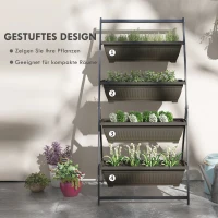 Outsunny Stapelbare Plantentrap Bloemenrek Plantenbak, Weerbestendig, 76 cm x 79 cm x 162 cm, Bruin(m-4)