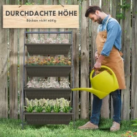 Outsunny Stapelbare Plantentrap Bloemenrek Plantenbak, Weerbestendig, 76 cm x 79 cm x 162 cm, Bruin(m-5)