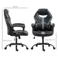 Vinsetto Computer Gaming Chair, Desk Chair with Breathable PU Leather Back and Seat, Soft Padded Armrests, and Rolling Wheels for Adults and Gamers, Black(m-3)