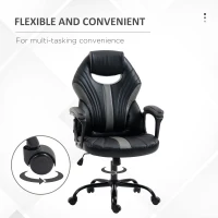 Vinsetto Computer Gaming Chair, Desk Chair with Breathable PU Leather Back and Seat, Soft Padded Armrests, and Rolling Wheels for Adults and Gamers, Black(m-6)
