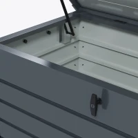 Outsunny Baú de Exterior 311 L Baú de Armazenamento de Aço Galvanizado com 1 Fechadura para Jardim 120x62x66 cm Cinza Escuro(m-8)