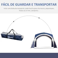 Outsunny Abrigo de Campismo 3,5x3,5 m Toldo de Campismo Dobrável com Gancho Proteção UV e Bolsa de Transporte Azul e Cinza Claro(m-6)