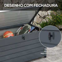 Outsunny Baú de Exterior 311 L Baú de Armazenamento de Aço Galvanizado com 1 Fechadura para Jardim 120x62x66 cm Cinza Escuro(m-7)