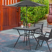 Outsunny Square Outdoor Table, Patio Bistro Coffee Table with Faux-marbled Top and 42mm Umbrella Hole for Garden(m-2)