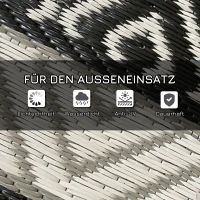 Outsunny Terrasvloerkleed voor buiten, weerbestendig, modern ontwerp, 365 cm x 274 cm x 0,3 cm, zwart + wit(m-6)