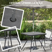 Outsunny Square Outdoor Table, Patio Bistro Coffee Table with Faux-marbled Top and 42mm Umbrella Hole for Garden(m-5)