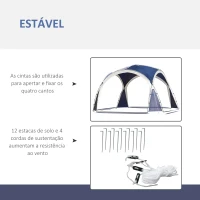 Outsunny Abrigo de Campismo 3,5x3,5 m Toldo de Campismo Dobrável com Gancho Proteção UV e Bolsa de Transporte Azul e Cinza Claro(m-7)