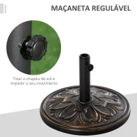 Outsunny Base para Chapéu de Sol Redondo de HDPE e Cimento para Mastros Ø35/38/48 mm Peso 13 kg Ø48x34 cm Bronze(m-4)