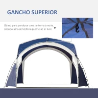 Outsunny Abrigo de Campismo 3,5x3,5 m Toldo de Campismo Dobrável com Gancho Proteção UV e Bolsa de Transporte Azul e Cinza Claro(m-5)