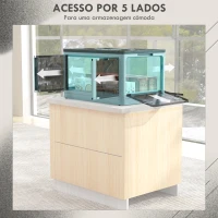HOMCOM Caixa de Armazenamento Empilhável com Tampa 69L Caixa Organizadora Dobrável com Rodas 60x42x34 cm Azul(m-5)