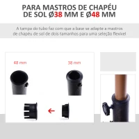 Outsunny Base para Chapéu de Sol de Resina para Mastros de Ø3,8 cm y Ø4,8 cm para Peso 15 kg 47x47x32 cm Preto e Bronze(m-6)