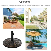 Outsunny Base para Chapéu de Sol Redondo de HDPE e Cimento para Mastros Ø35/38/48 mm Peso 13 kg Ø48x34 cm Bronze(m-6)