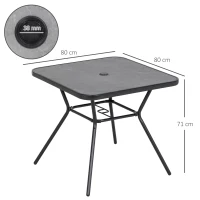 Outsunny Square Outdoor Table, Patio Bistro Coffee Table with Faux-marbled Top and 42mm Umbrella Hole for Garden(m-3)